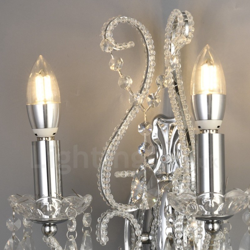 Applique da parete in cristallo stile americano nero oro 2 luci E14 26x35 cm