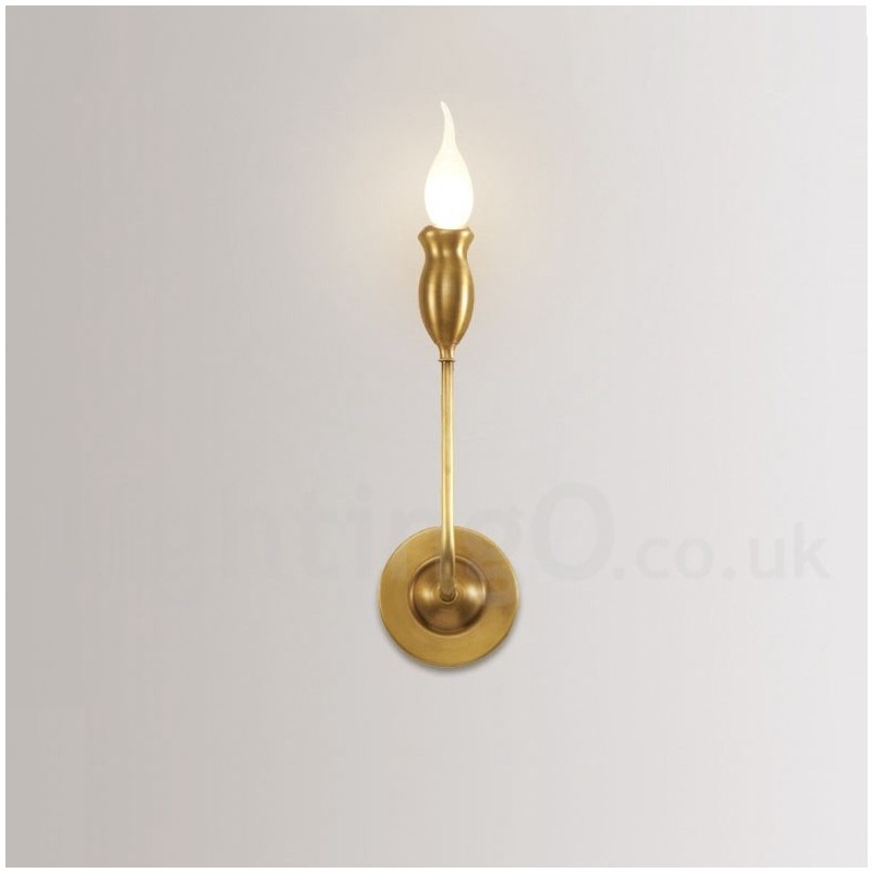 Applique da parete in ottone puro vintage rustica a 1 luce E14