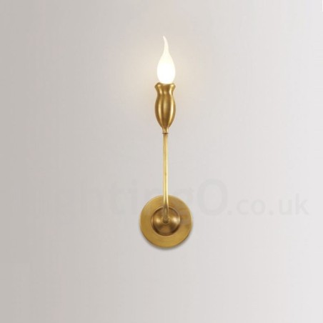 Applique da parete in ottone puro vintage rustica a 1 luce E14