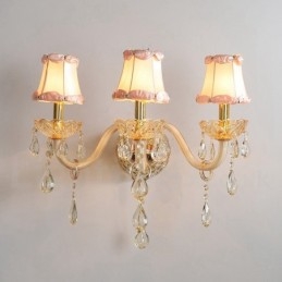 Applique da parete retrò in vetro e cristallo K9 oro chiaro 3 luci