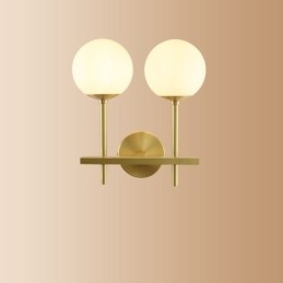 Modern Molecules Bean Applique da parete 2 luci con paralume in vetro sferico in ottone E14