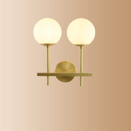 Modern Molecules Bean Applique da parete 2 luci con paralume in vetro sferico in ottone E14