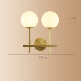 Modern Molecules Bean Applique da parete 2 luci con paralume in vetro sferico in ottone E14