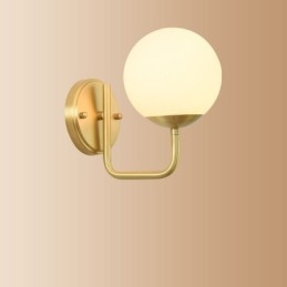 Modern Molecules applique da parete 1 luce con paralume sferico in vetro, attacco E14, ottone