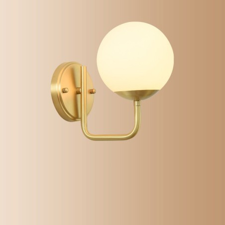 Modern Molecules applique da parete 1 luce con paralume sferico in vetro, attacco E14, ottone