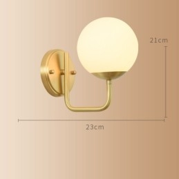 Modern Molecules applique da parete 1 luce con paralume sferico in vetro, attacco E14, ottone