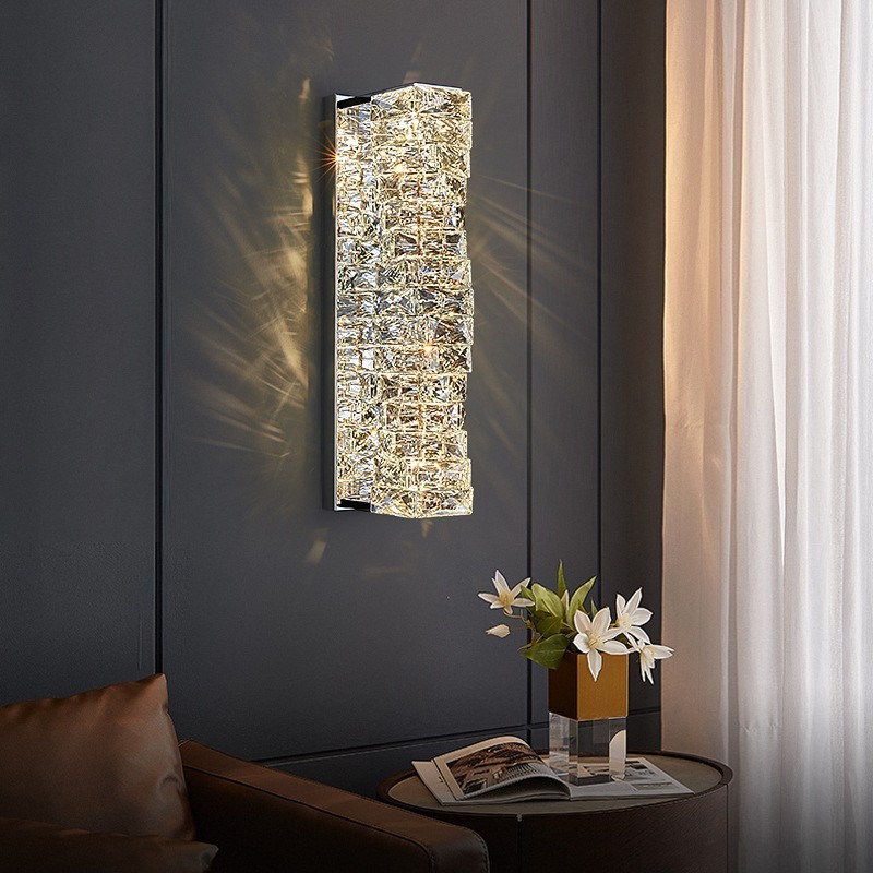 Applique da parete a filo moderna in cristallo K9 LED 18W, 45 x 12 cm
