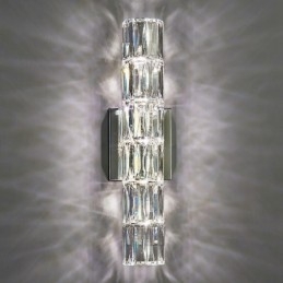 Applique da parete a filo in cristallo e acciaio inox 12 cm x 60 cm G4 x 6
