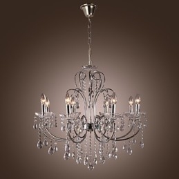 Lampadario classico in cristallo cromato