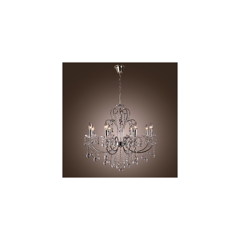 Lampadario classico in cristallo cromato