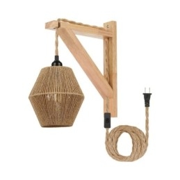 Applique da parete retrò pastorale americana con spina in corda di carta e legno