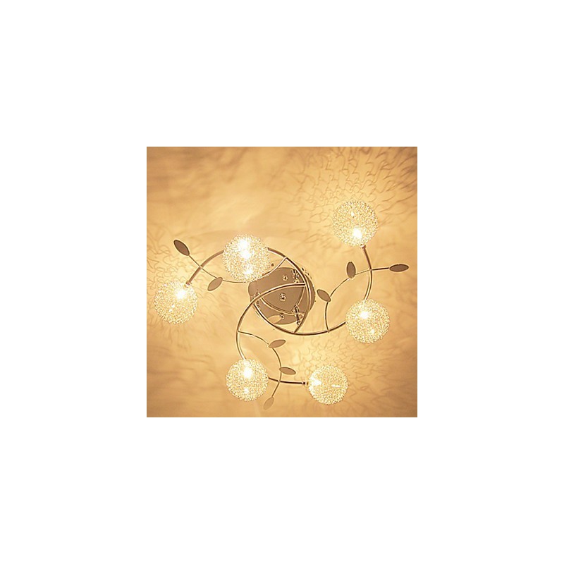 Plafoniera a filo moderna contemporanea in cristallo argentata elettroplaccata 52 cm 8xG4