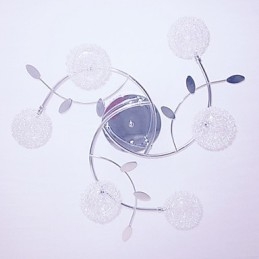 Plafoniera a filo moderna contemporanea in cristallo argentata elettroplaccata 52 cm 8xG4