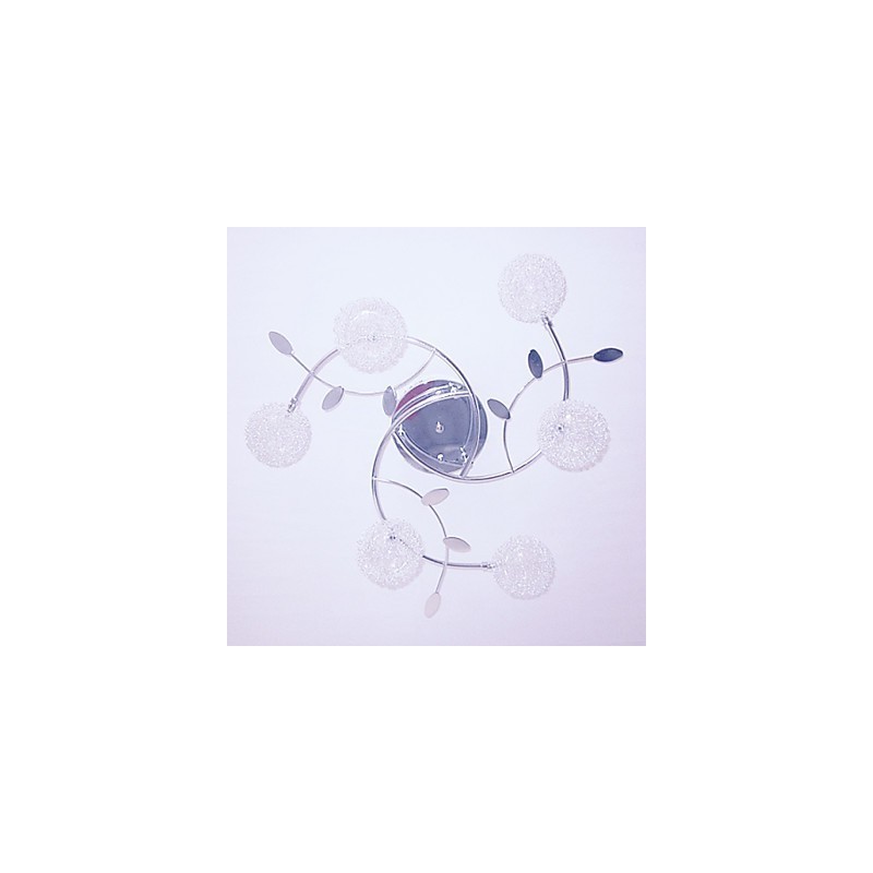 Plafoniera a filo moderna contemporanea in cristallo argentata elettroplaccata 52 cm 8xG4