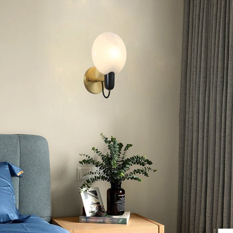 Applique da parete in marmo finto vintage con base lampadina E9, 5 W, 18 x 18,5 x 26 cm