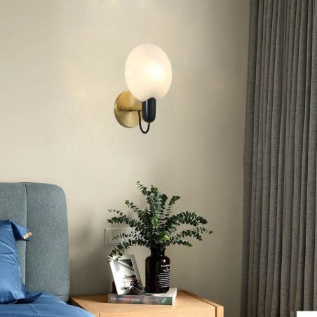 Applique da parete in marmo finto vintage con base lampadina E9, 5 W, 18 x 18,5 x 26 cm