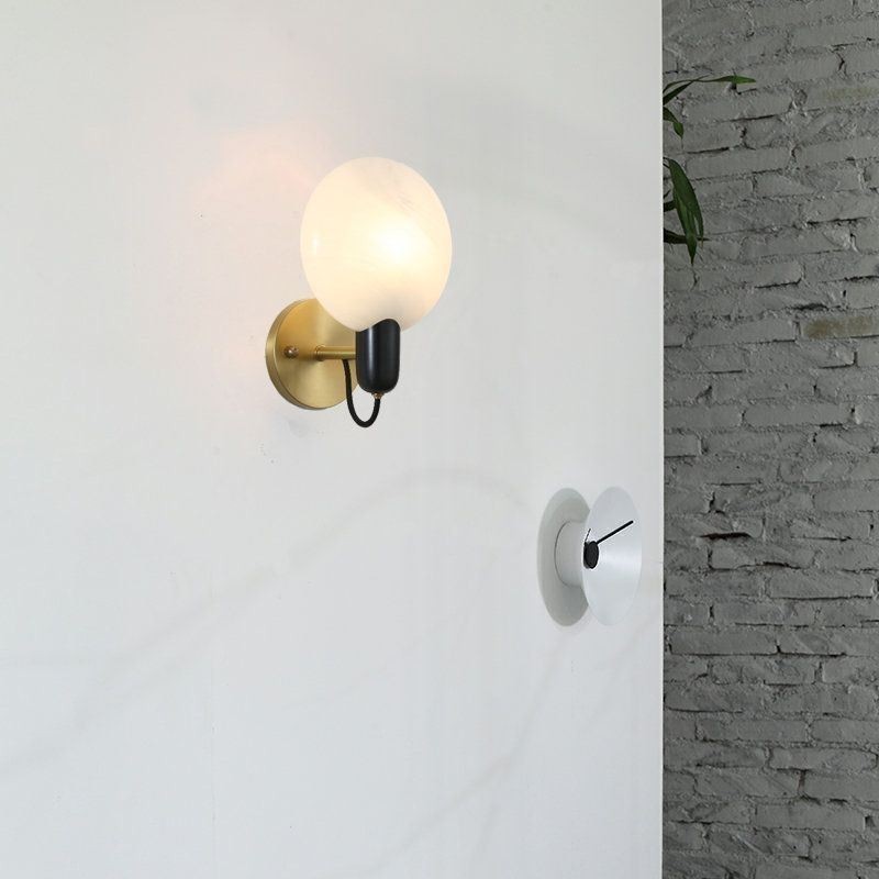 Applique da parete in marmo finto vintage con base lampadina E9, 5 W, 18 x 18,5 x 26 cm