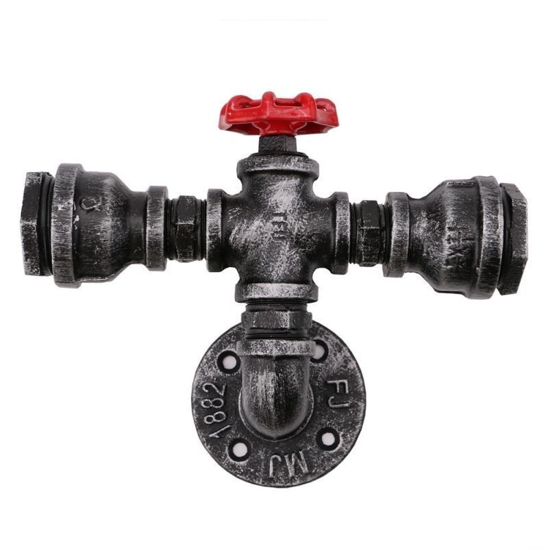 Applique da parete industriale vintage retrò effetto tubo dell'acqua in ferro