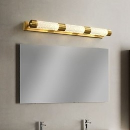 Applique da parete in ottone con cilindro in acrilico e luce frontale a specchio