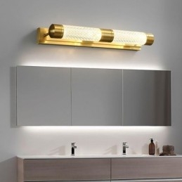 Applique da parete in ottone con cilindro in acrilico e luce frontale a specchio