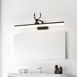Applique LED da parete in acrilico con specchio frontale a corna di cervo, lampada trucco bagno