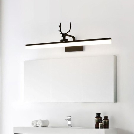 Applique LED da parete in acrilico con specchio frontale a corna di cervo, lampada trucco bagno
