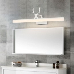 Applique LED da parete in acrilico con specchio frontale a corna di cervo, lampada trucco bagno