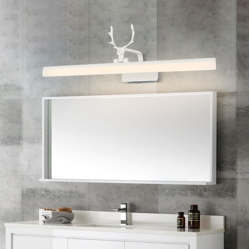 Applique LED da parete in acrilico con specchio frontale a corna di cervo, lampada trucco bagno