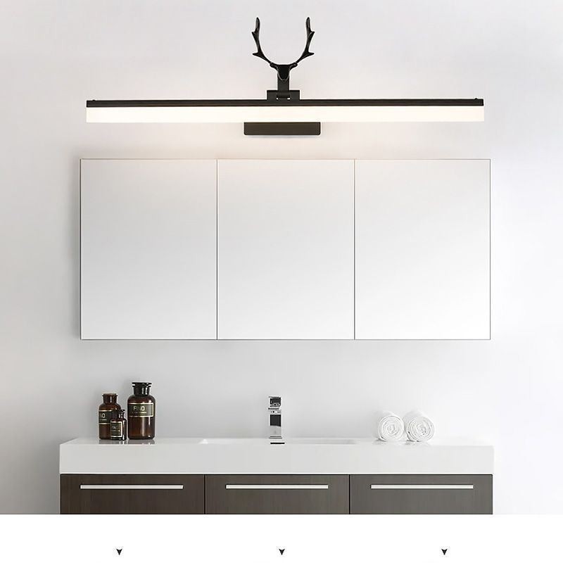 Applique LED da parete in acrilico con specchio frontale a corna di cervo, lampada trucco bagno