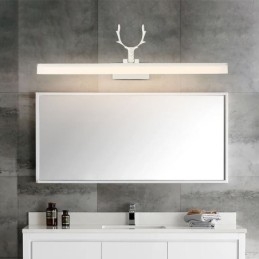 Applique LED da parete in acrilico con specchio frontale a corna di cervo, lampada trucco bagno