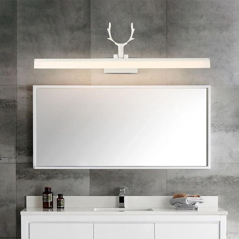 Applique LED da parete in acrilico con specchio frontale a corna di cervo, lampada trucco bagno