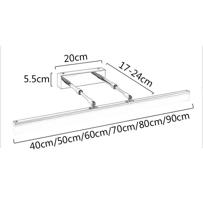 Applique da parete LED in acrilico con specchio frontale, estensibile, per corridoio e bagno