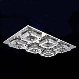 Plafoniera a filo LED in metallo e cristallo elettroplaccata moderna contemporanea