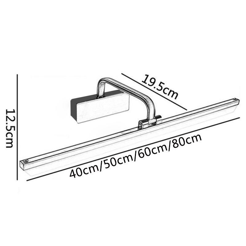 Applique da parete LED nordica con specchio frontale, luce regolabile per bagno