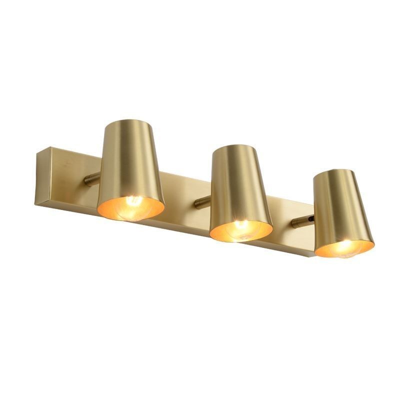 Applique da parete nordica in ottone con faretto frontale a specchio