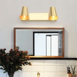 Applique da parete nordica in ottone con faretto frontale a specchio
