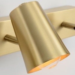 Applique da parete nordica in ottone con faretto frontale a specchio