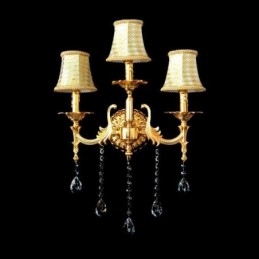 Applique da parete europea in cristallo, 3 luci, E12/E14, 42 x 42 x 60 cm