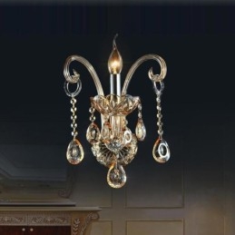 Applique da parete vintage europea ambra cognac in cristallo