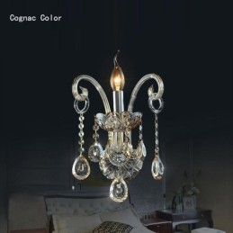 Applique da parete vintage europea ambra cognac in cristallo