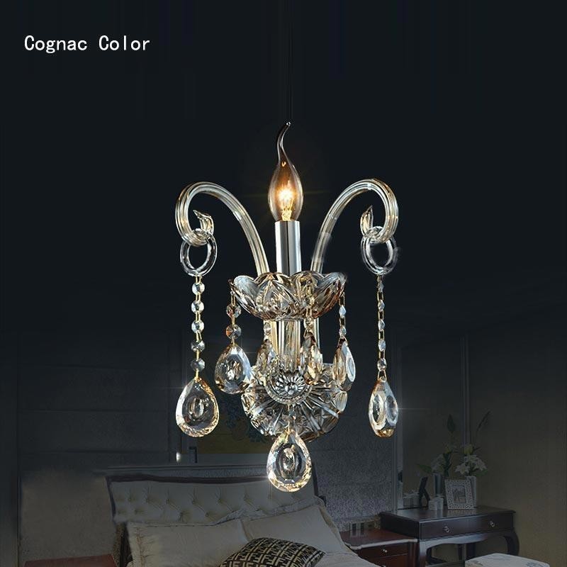 Applique da parete vintage europea ambra cognac in cristallo
