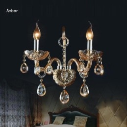 Applique da parete vintage europea ambra cognac in cristallo
