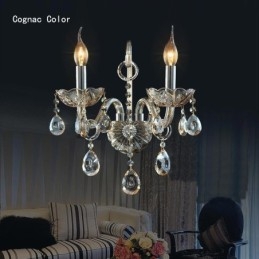 Applique da parete vintage europea ambra cognac in cristallo