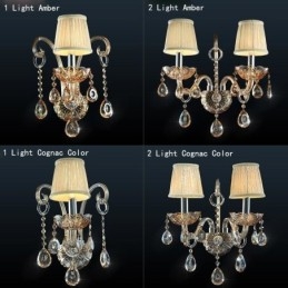 Applique da parete vintage europea ambra cognac in cristallo