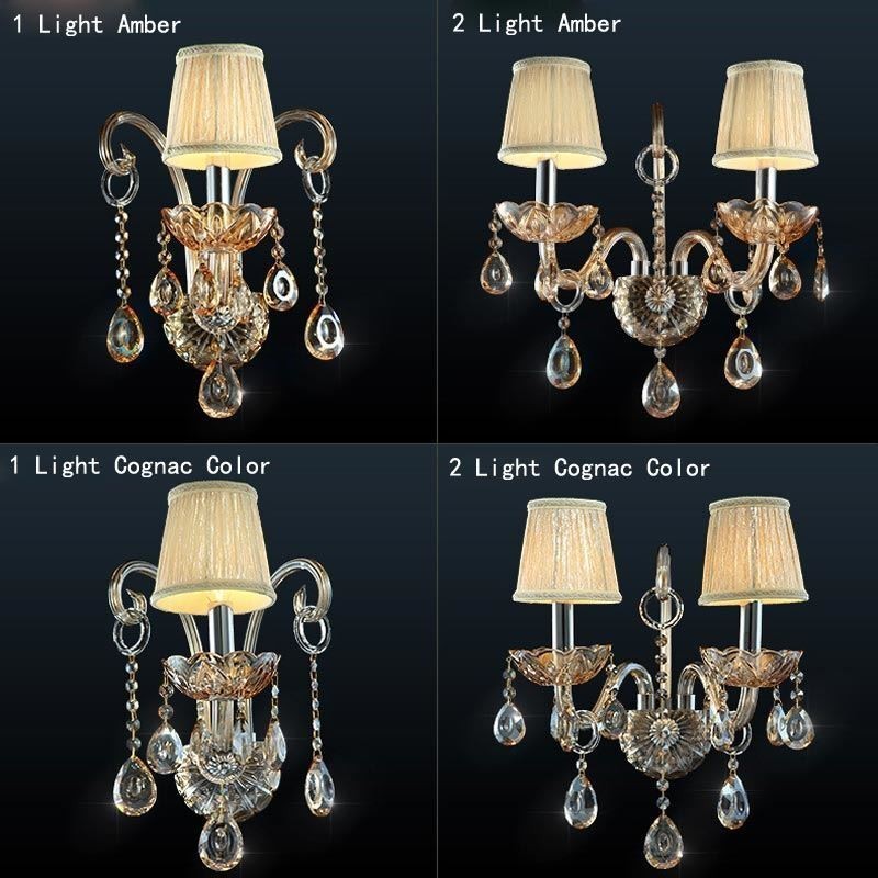 Applique da parete vintage europea ambra cognac in cristallo
