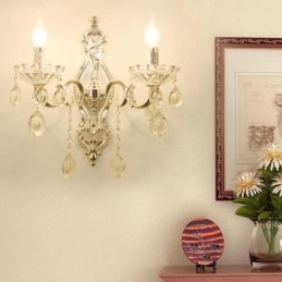 Applique da parete in cristallo stile vintage europeo 2 luci E12/E14 40 W
