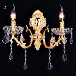 Applique da parete in cristallo stile vintage europeo 2 luci E12/E14 40 W