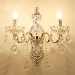 Applique da parete in cristallo stile vintage europeo 2 luci E12/E14 40 W