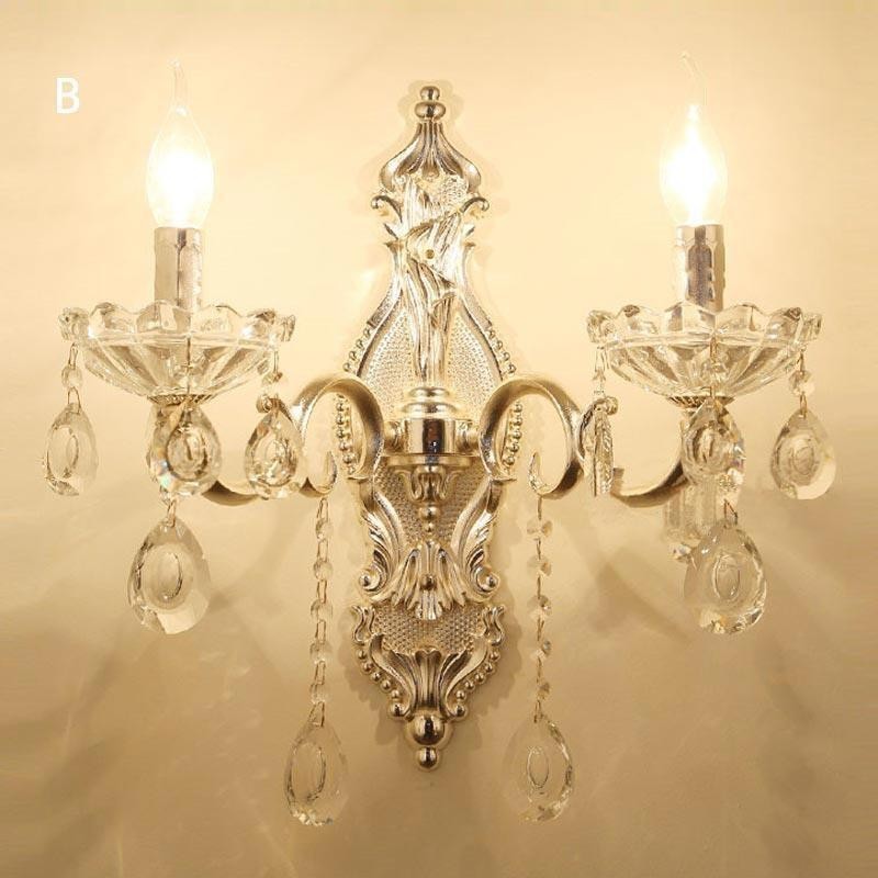 Applique da parete in cristallo stile vintage europeo 2 luci E12/E14 40 W