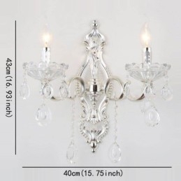 Applique da parete in cristallo stile vintage europeo 2 luci E12/E14 40 W